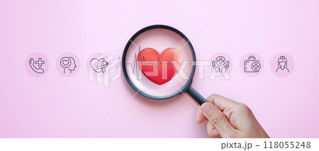 World heart day. heart pulse and heartbeat. heartbeat lone, cardiogram. beautiful healthcare, medical background. modern simple design for medical apps, websites and hospital. 118055248
