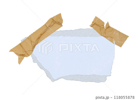 Masking tape on torn paper isolated on white background 118055878