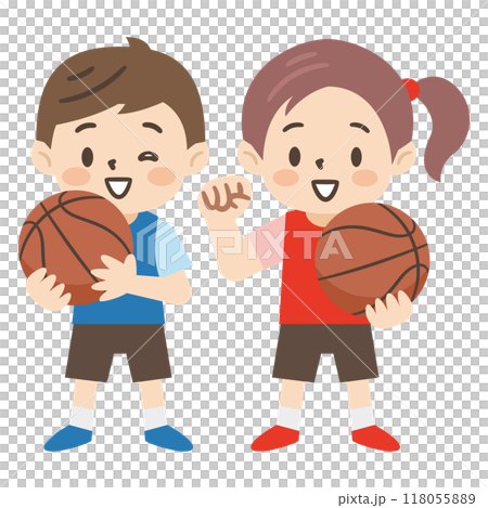 Illustration of kids playing basketball 118055889