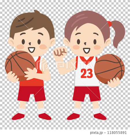 Illustration of kids playing basketball Illustration of kids playing basketball 118055891