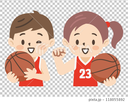 バスケットボールをする子供たちのイラスト 118055892