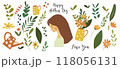 Mother day card design with illustration of spring flowers bouquet and green leaves 118056131