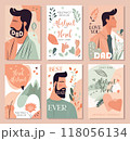 Father Day modern greeting cards in pink pastel colors with abstract flowers and shapes 118056134