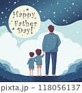 Happy Father day flat illustration with dad and son standing together from back , holding hands and looking at the sky 118056137