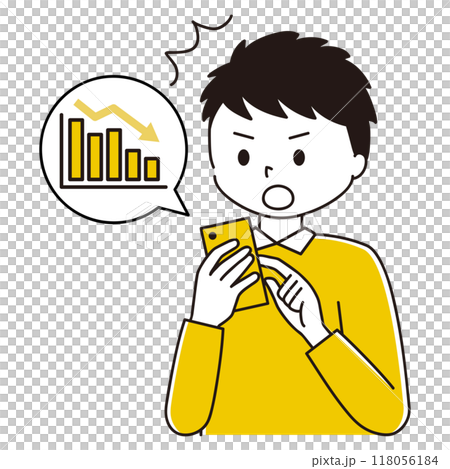 スマホで資産の下落を確認する男性のイラスト 118056184