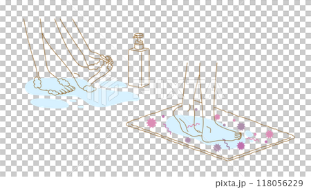 水虫の対策イラストセット:足をせっけんで洗う・白癬菌が繁殖したバスマットを使う 水虫の対策イラストセット:足をせっけんで洗う・白癬菌が繁殖したバスマットを使う 118056229