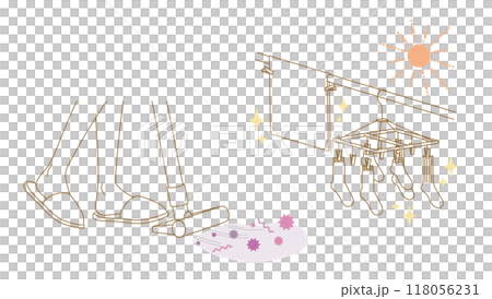 腳氣預防插圖集：清潔地板、清洗、乾燥和消毒 118056231