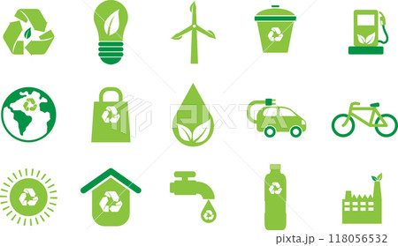 Ecology icons, Vector green environmental icons collection 118056532