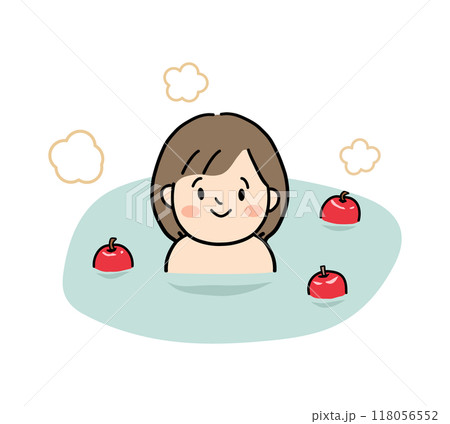 りんご湯に入浴する女性 118056552