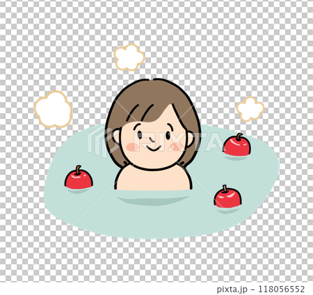 りんご湯に入浴する女性 118056552