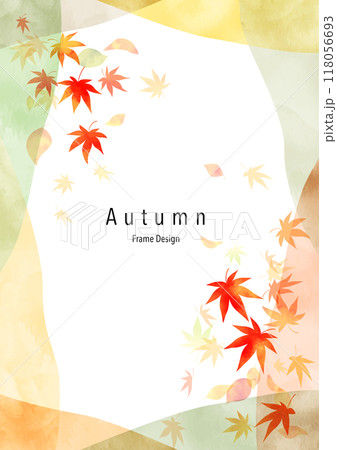 水彩　秋の紅葉の鮮やかなフレーム 118056693