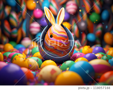 close up of colorful easter eggs 118057188