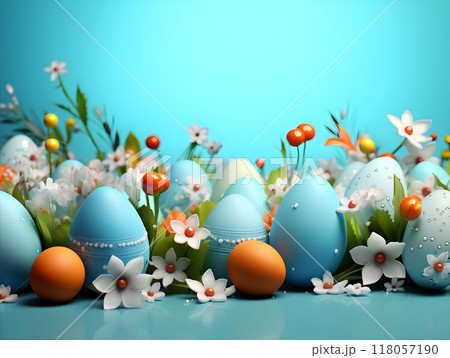 close up of colorful easter eggs 118057190