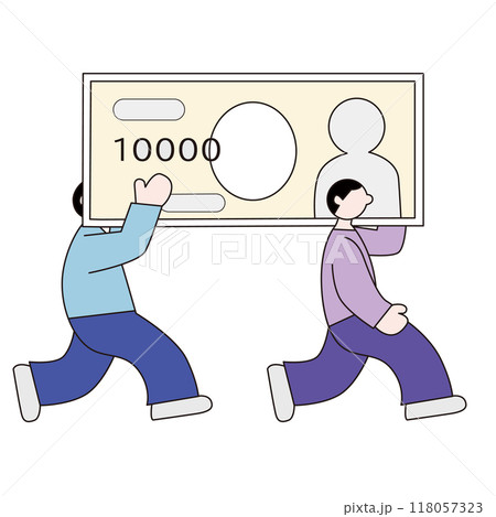 お金と男性のベクター線画 118057323