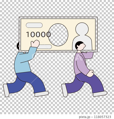 Vector line drawing of a man with money 118057323