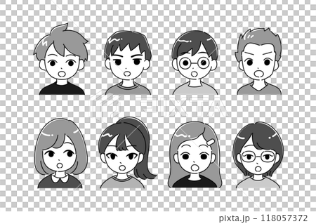 子供のアイコンイラストセット ポカンと口を開ける バストアップ 子供のアイコンイラストセット ポカンと口を開ける バストアップ 118057372