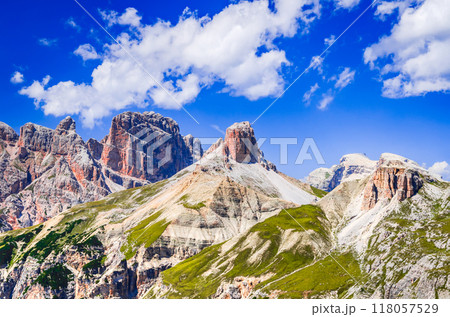 Dolomites, Italy. Scenic range Dolomiti di Sesto, South Tyrol. Location Cortina d'Ampezzo, Europe. Dolomites, Italy. Scenic range Dolomiti di Sesto, South Tyrol. Location Cortina d'Ampezzo, Europe. 118057529