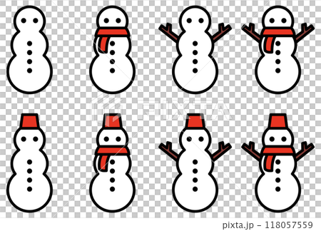 各種形狀的雪人的向量插圖集 各種形狀的雪人的向量插圖集 118057559