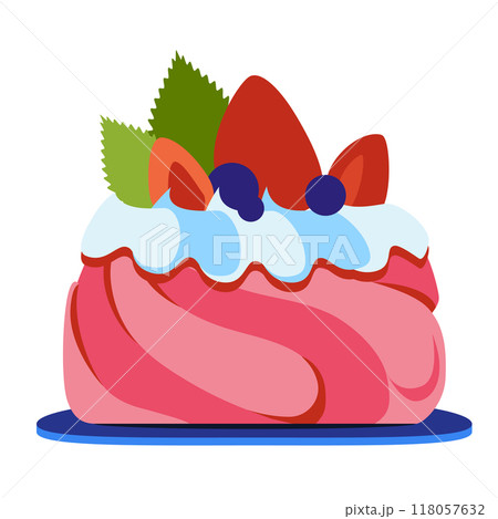 Pavlova dessert - modern flat design style single isolated image Pavlova dessert - modern flat design style single isolated image 118057632