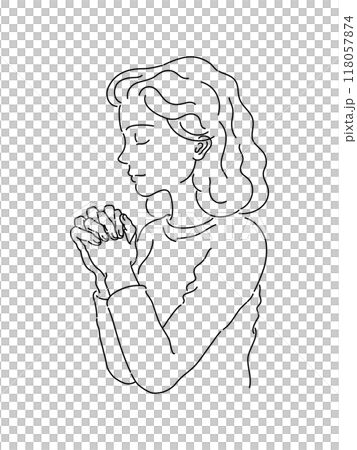 祈禱的女人的上半身插圖 118057874