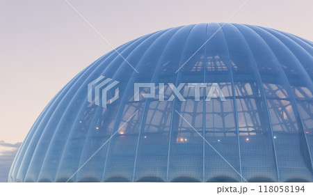 modern architecture, large translucent dome against the sky 118058194