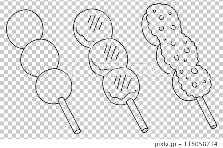 Loose and simple dumpling set 1 Line drawing Loose and simple dumpling set 1 Line drawing 118058714