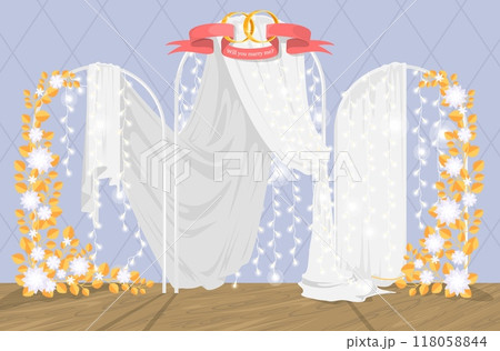 Wedding photo zone with floral arch vector illustration 118058844