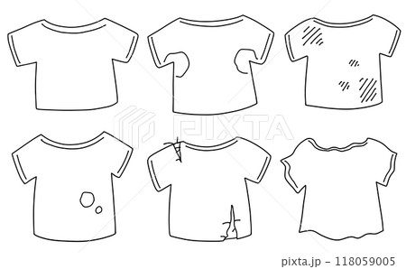 ゆるめシンプルな状態の悪い服セット 線画 ゆるめシンプルな状態の悪い服セット 線画 118059005