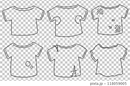 ゆるめシンプルな状態の悪い服セット 線画 ゆるめシンプルな状態の悪い服セット 線画 118059005