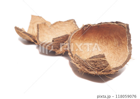 Coconut peel isolated on white background Coconut peel isolated on white background 118059076