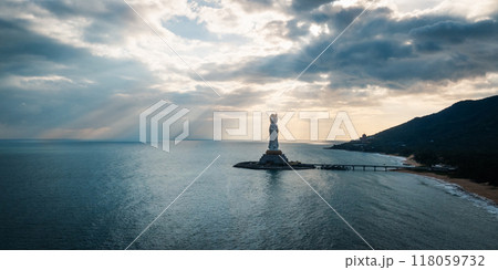 Guanyin statue at seaside in nanshan temple, hainan island , China Guanyin statue at seaside in nanshan temple, hainan island , China 118059732