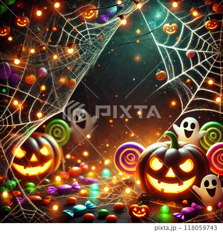 ハロウィンキャンディとスパイダーウェブの魔法の夜 118059743