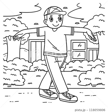 Breakdance B Boy doing a Top Rock Coloring Page 118059806