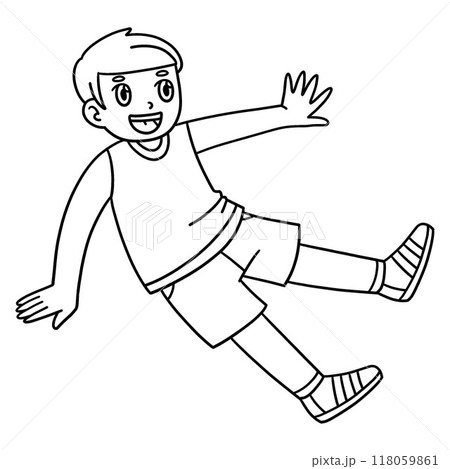 Breakdance B Boy doing Kick Out Isolated Coloring 118059861