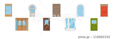 Different Front Door as Entrance and Exterior Element Vector Set 118060192