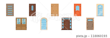 Different Front Door as Entrance and Exterior Element Vector Set Different Front Door as Entrance and Exterior Element Vector Set 118060193