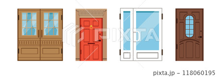 Different Front Door as Entrance and Exterior Element Vector Set 118060195