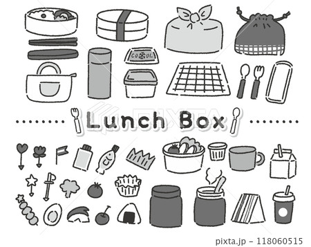 モノクロのゆるかわお弁当・ランチアイテム 118060515