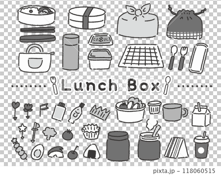 モノクロのゆるかわお弁当・ランチアイテム 118060515