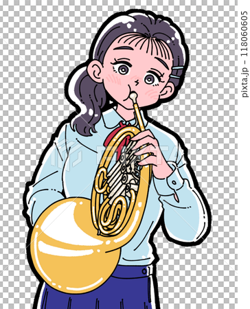 吹喇叭的女孩的插圖 118060605