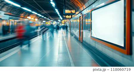 Mock up of empty advertising space at an underground subway station 118060719
