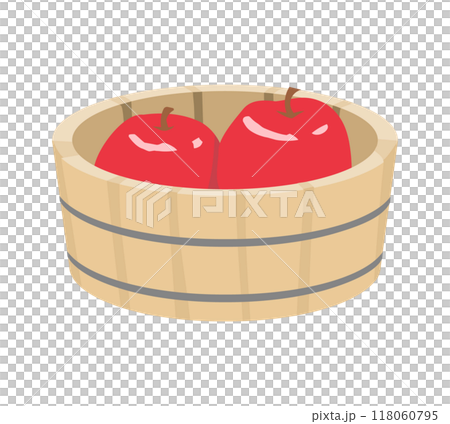 桶に入った赤いリンゴのイラスト 118060795