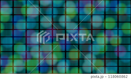 Multicolored monitor screen, background image. The many structural rectangles in the image simulate a screen. The crosshairs have a running circle effect. Multicolored monitor screen, background image. The many structural rectangles in the image simulate a screen. The crosshairs have a running circle effect. 118060862