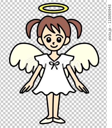 天使女孩面朝前方站立 天使女孩面朝前方站立 118060948