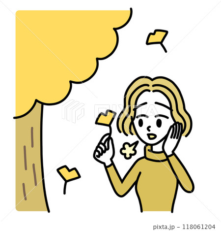 木の下で物思いにふける女性 木の下で物思いにふける女性 118061204