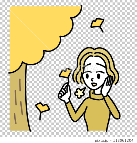 木の下で物思いにふける女性 木の下で物思いにふける女性 118061204