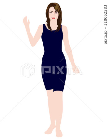 一般人モデル風の女性のコスチュームイラスト・競泳水着04 118062283
