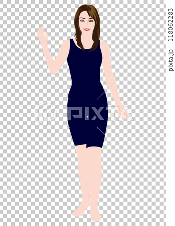 一般人モデル風の女性のコスチュームイラスト・競泳水着04 118062283