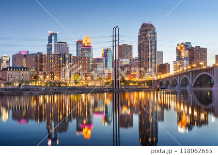 Minneapolis, Minnesota, USA City Skyline on the Mississippi River Minneapolis, Minnesota, USA City Skyline on the Mississippi River 118062685