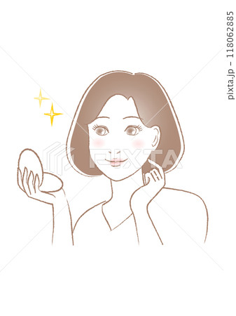 鏡を見て美しさに喜ぶ女性のイラスト 鏡を見て美しさに喜ぶ女性のイラスト 118062885